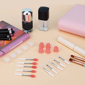 Silicone Lip Brushes with Covers, 10pcs Lip Brushes for Lipsticks and 10pcs Covers, Reusable Lip Applicators Silicone with Cap for Lip Gloss & Balm Eyeshadow Makeup (2 Colors)