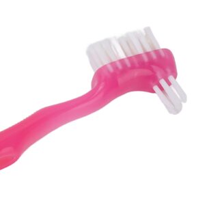 False Teeth Brush, Teeth Cleaning for Elderly, Portable Plaque, Dirt Removal, Denture Gift Home, Travel, Dental Manual Brushes pro(Pink)