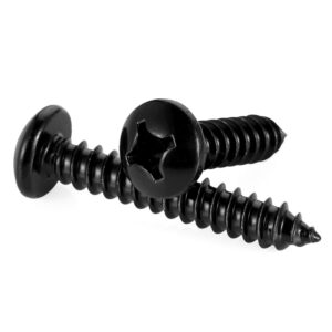 #10 x 1/2" Phillips Pan Head Self Tapping Screw, Pan Head Sheet Metal Screws Wood Screws, Black Oxide Stainless Steel 304 (18-8), 100 Pack