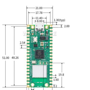 Built-in WiFi Raspberry Pi Pico W with Pre-Soldered Header, Support 2.4 GHZ Wi-Fi 4, Based on Official RP2040 Dual-core Processor,Dual-core Arm Cortex M0+ Processor