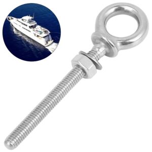 Jerliflyer Long Eye Bolt, 316 Stainless Steel Smooth Edge Heavy Duty Long Eye Bolt Screw Loop Hole Lightweight Lifting Long Eye Bolt for Ships, Trucks, Caravan(ZWS6705-6)