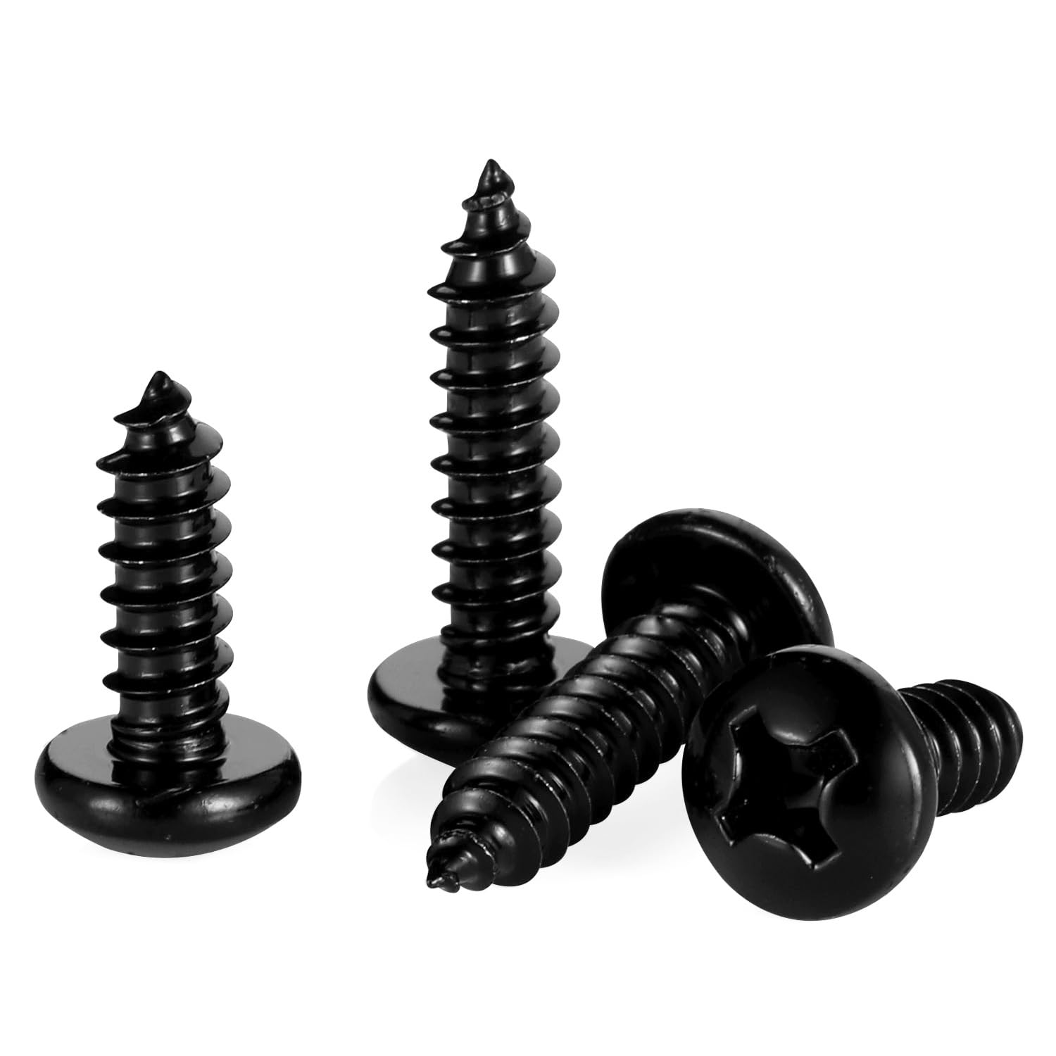 #10 x 1/2" Phillips Pan Head Self Tapping Screw, Pan Head Sheet Metal Screws Wood Screws, Black Oxide Stainless Steel 304 (18-8), 100 Pack