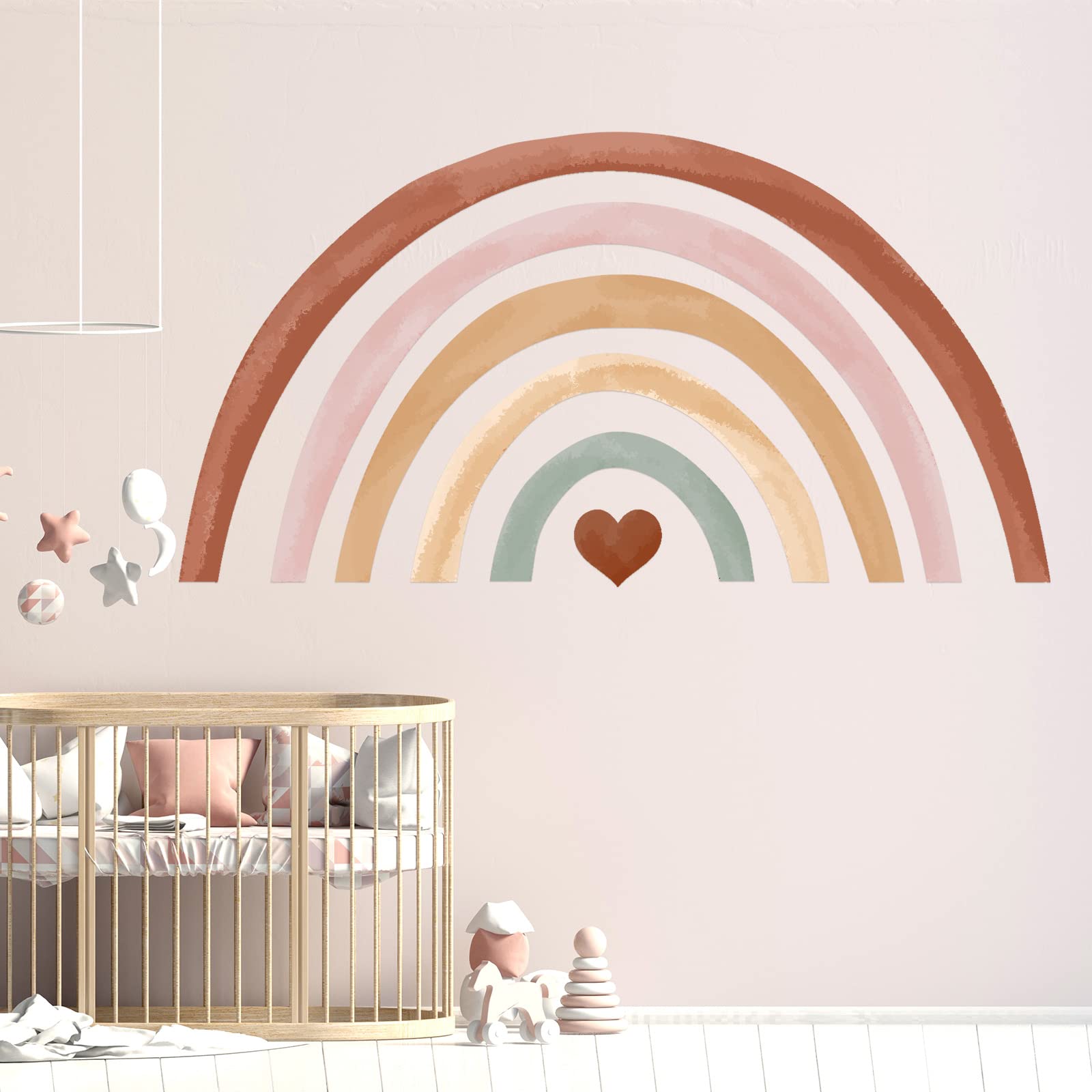 Containlol Rainbow Wall Decal, 76 x 56 Inches Large Rainbow Decor for Classroom Decor Girl Bedroom Nursery Kid Playroom Baby Shower