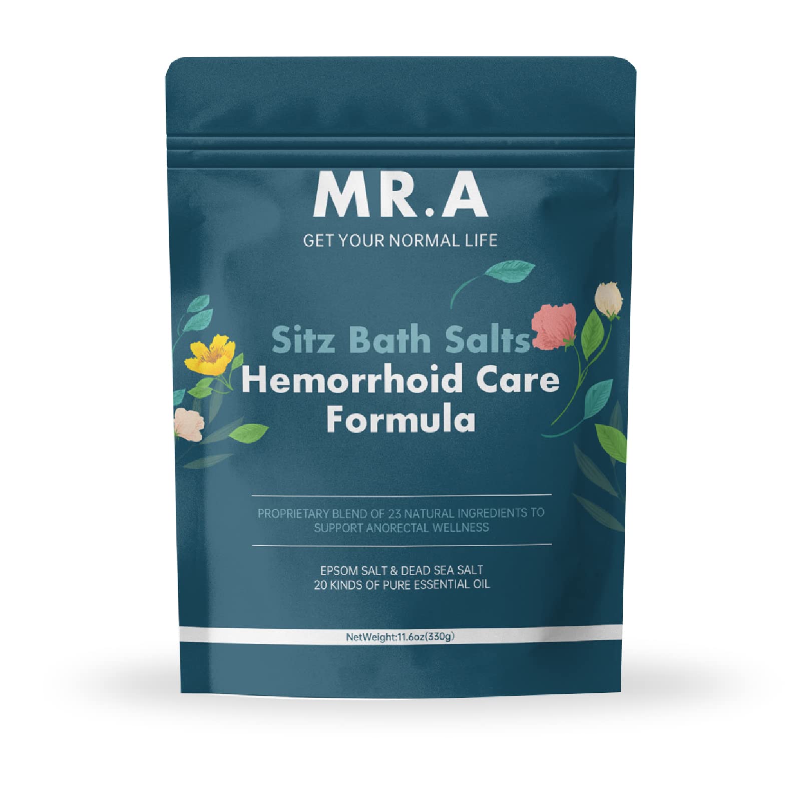 Sitz Bath for Hemorrhoids,Premium Grade 23 Ingredients, Advanced Hemorrhoid Treatment Formula Epsom Salt Dead Sea Salt Essential Oils, Sitz Bath Salts for Hemorrhoids Toilet Seat Bathtug 11.6 oz