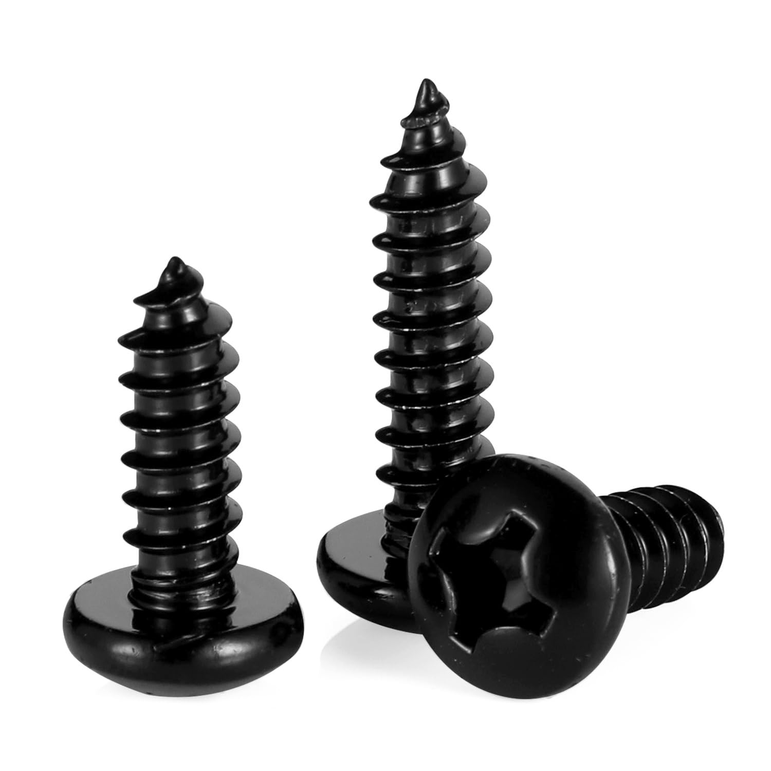 #10 x 1/2" Phillips Pan Head Self Tapping Screw, Pan Head Sheet Metal Screws Wood Screws, Black Oxide Stainless Steel 304 (18-8), 100 Pack