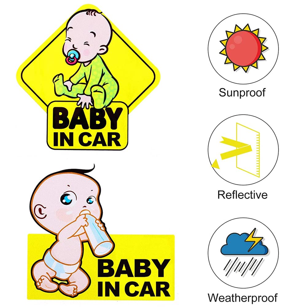 Baby Board Sign Sticker for Car Baby in Car Decal Baby Kids Safety Signs Stickers Baby Car Sticker Baby Car Decal Reflective Kids Safety Warning (Style 2)