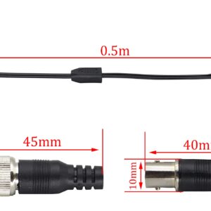 HCFeng BNC Male to Dual BNC Female Adapter Cable BNC RG-58/U Grade Coaxial Y Splitter Cable BNC Female to DIN (75Ohm) RG59 Video Adapter Cable for Security Camera CCTV Systems[2pack/1.3ft]