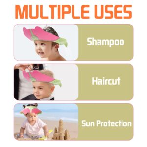 Reidio Baby Shower Cap Bathing Protection Silicone Adjustable Foldable Hair Washing Hat Shampoo Cap for Baby Toddler Kid Portable (Pink)