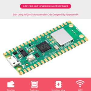 Built-in WiFi Raspberry Pi Pico W with Pre-Soldered Header, Support 2.4 GHZ Wi-Fi 4, Based on Official RP2040 Dual-core Processor,Dual-core Arm Cortex M0+ Processor