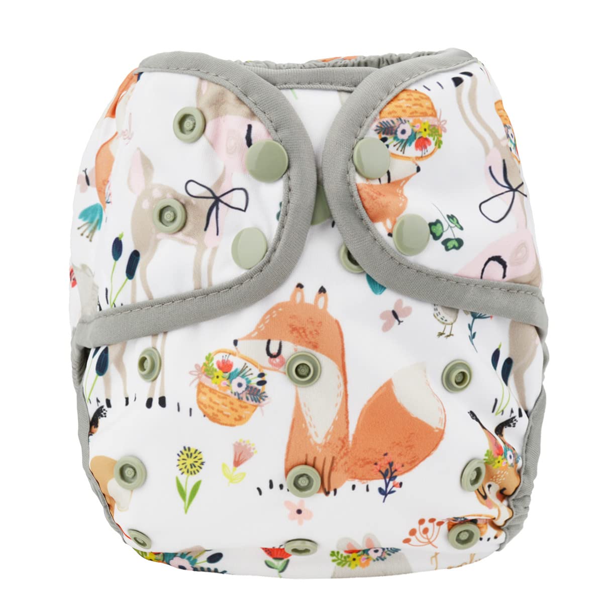 Sigzagor Baby Diaper Cover Nappy One Size 8lbs to 36lbs (Foxes Deers)