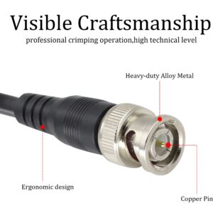 HCFeng BNC Male to Dual BNC Female Adapter Cable BNC RG-58/U Grade Coaxial Y Splitter Cable BNC Female to DIN (75Ohm) RG59 Video Adapter Cable for Security Camera CCTV Systems[2pack/1.3ft]