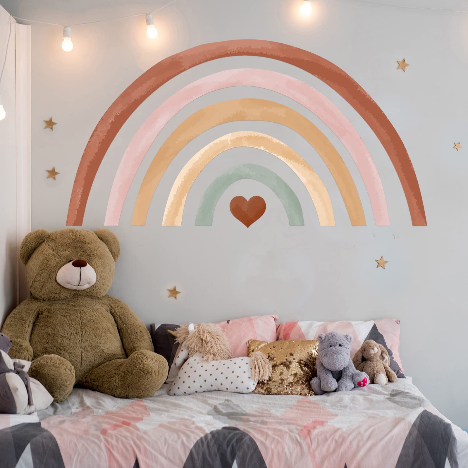 Containlol Rainbow Wall Decal, 76 x 56 Inches Large Rainbow Decor for Classroom Decor Girl Bedroom Nursery Kid Playroom Baby Shower