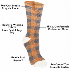 World's Softest Cozy Collection Crew Socks - Smooth Multi Colors Cozy Socks - Knit Top Holiday Spirit Fashion Socks (Fall Gingham)