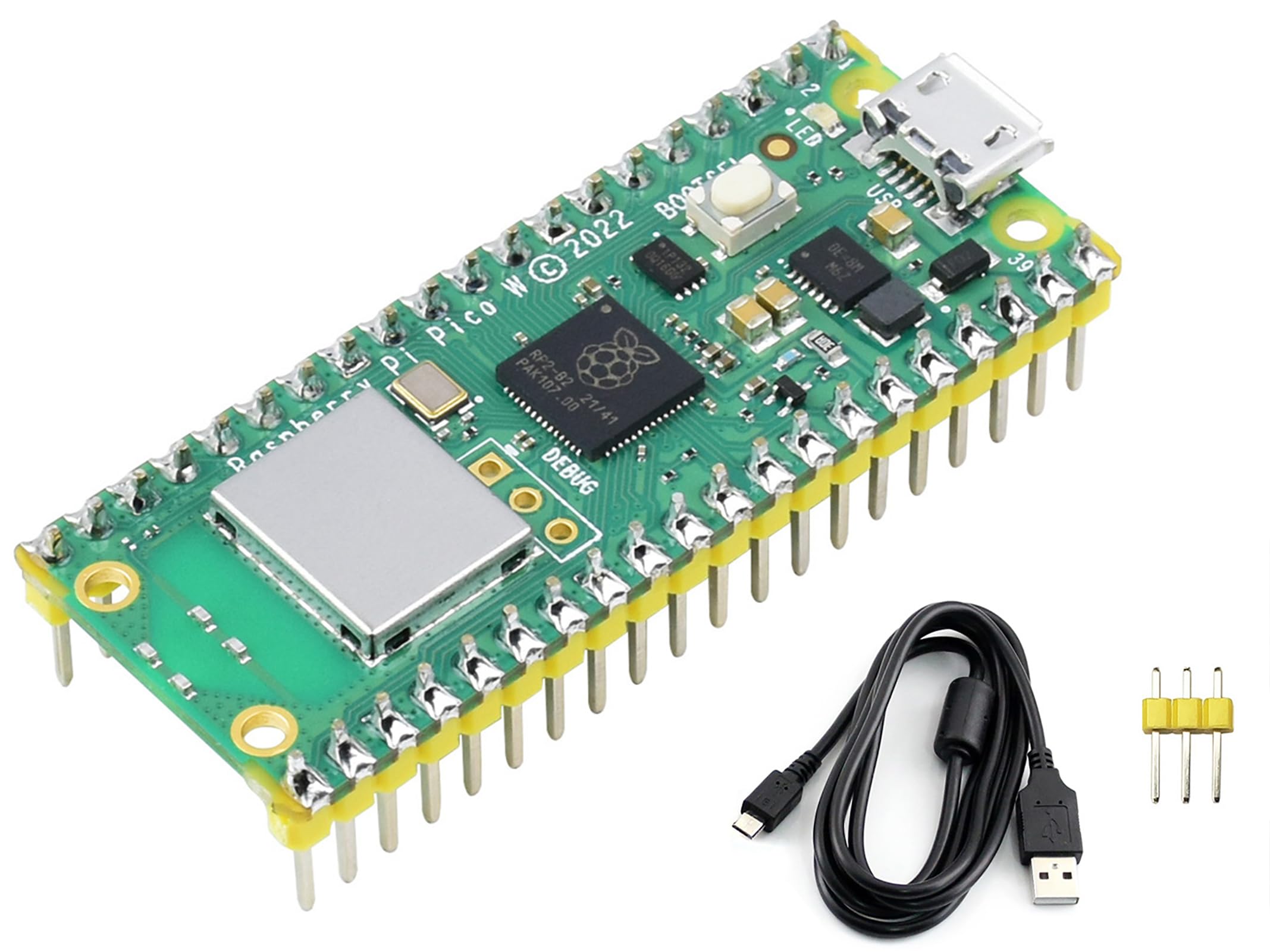 Built-in WiFi Raspberry Pi Pico W with Pre-Soldered Header, Support 2.4 GHZ Wi-Fi 4, Based on Official RP2040 Dual-core Processor,Dual-core Arm Cortex M0+ Processor