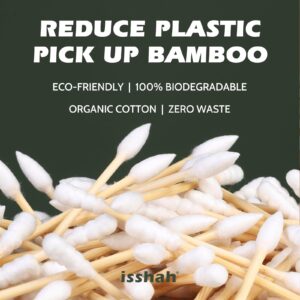 Bamboo Cotton Swabs - 1000 Count - Pointed & Spiral Heads- 100% Biodegradable Cotton Buds | Natural & Sustainable Makeup Remover | Organic Cotton Heads | FSC Certified and PETA Approved.