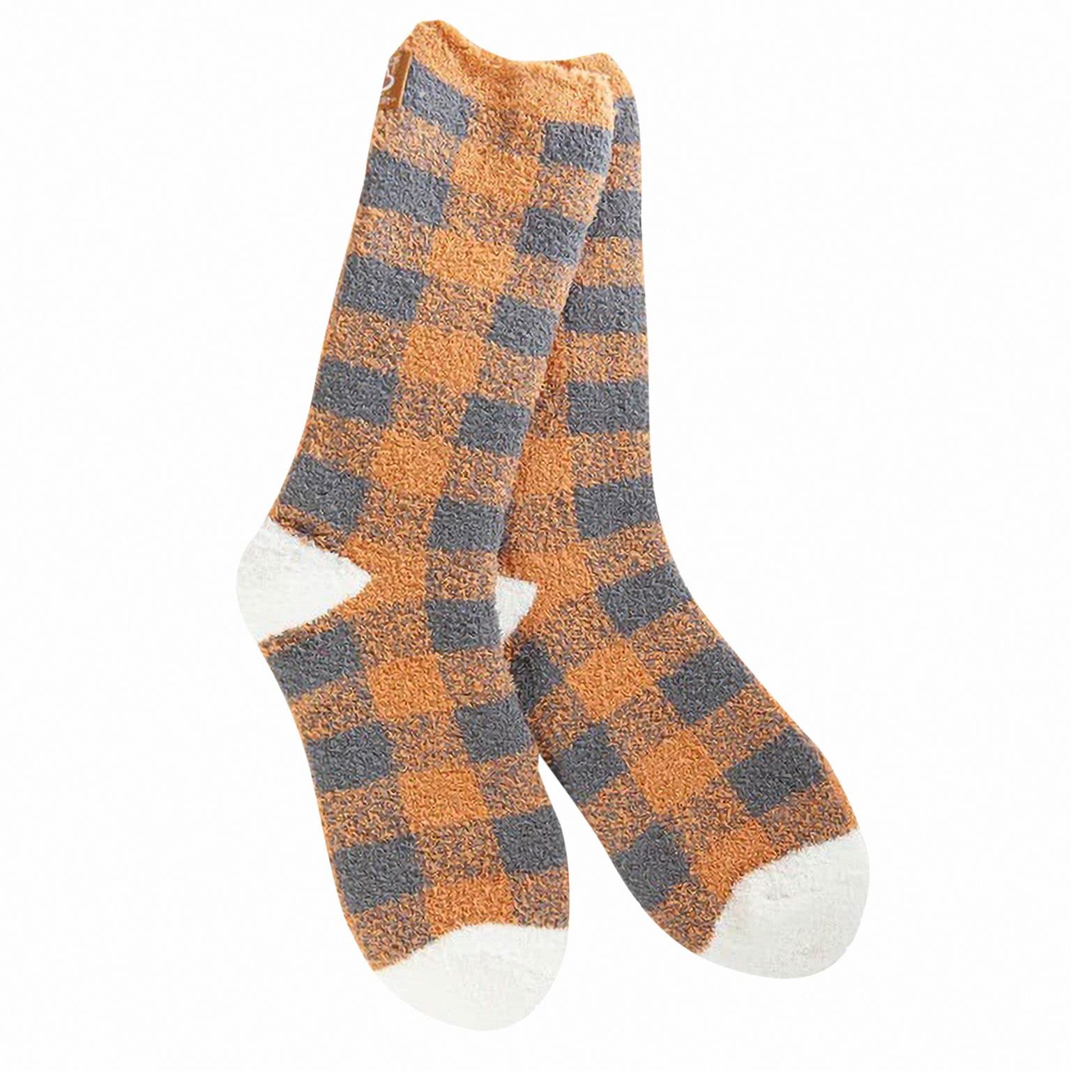 World's Softest Cozy Collection Crew Socks - Smooth Multi Colors Cozy Socks - Knit Top Holiday Spirit Fashion Socks (Fall Gingham)