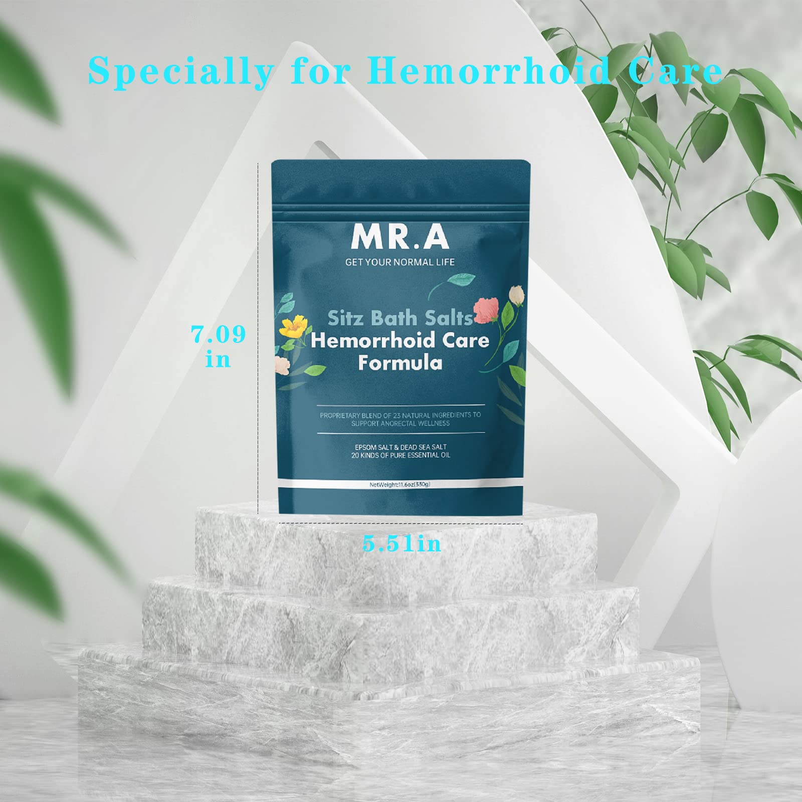 Sitz Bath for Hemorrhoids,Premium Grade 23 Ingredients, Advanced Hemorrhoid Treatment Formula Epsom Salt Dead Sea Salt Essential Oils, Sitz Bath Salts for Hemorrhoids Toilet Seat Bathtug 11.6 oz