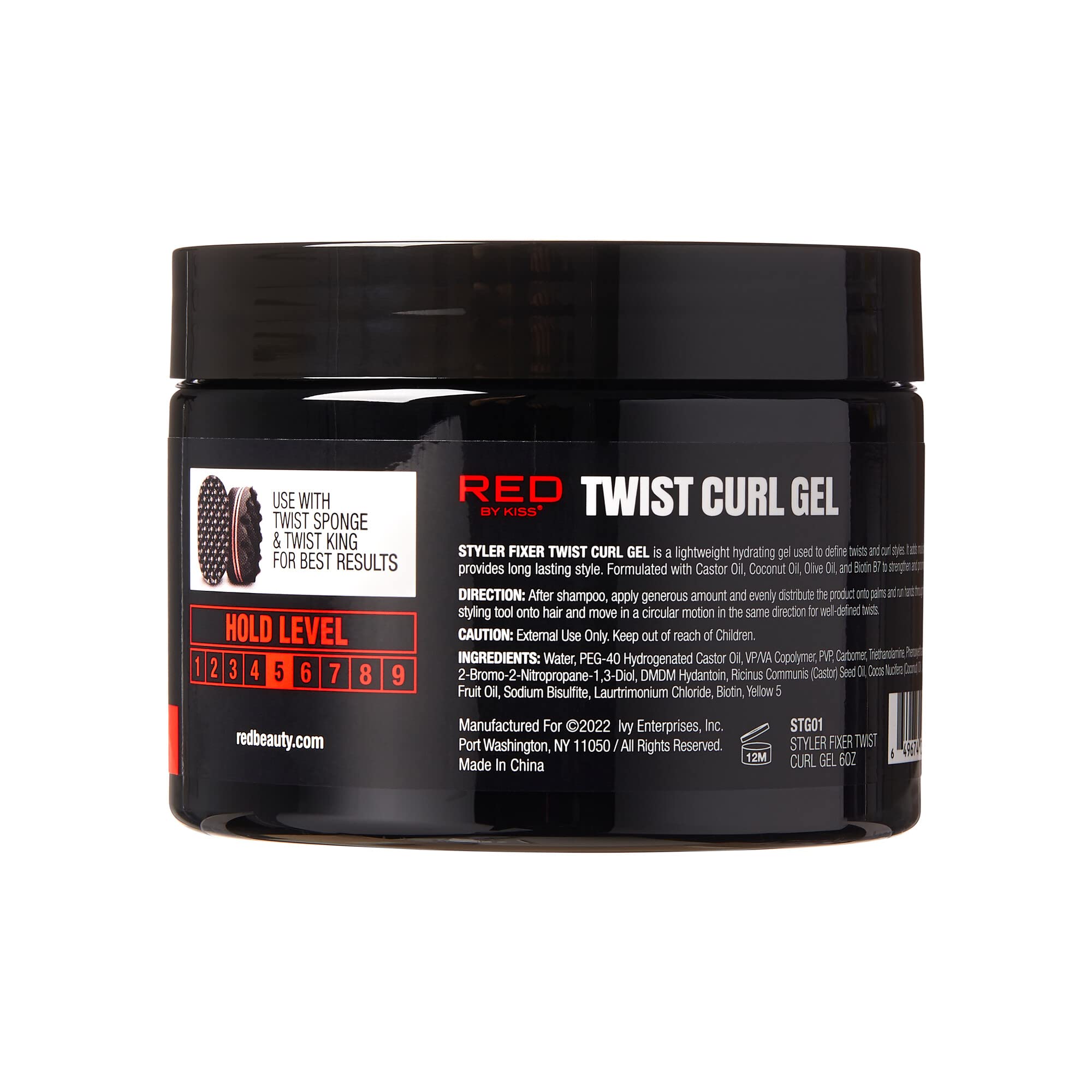 RED by Kiss X Bow Wow Styler Fixer Twist Curl Gel, Soft Hold for Afro Hair, Moisturizing with Coconut Scent, Ideal for 360 Waves & Twists, Nourished and Naturally Shiny