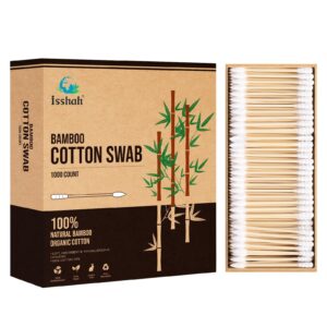 Bamboo Cotton Swabs - 1000 Count - Pointed & Spiral Heads- 100% Biodegradable Cotton Buds | Natural & Sustainable Makeup Remover | Organic Cotton Heads | FSC Certified and PETA Approved.