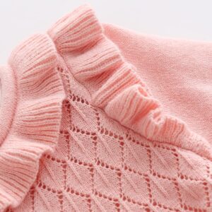 ODOLDI Toddler Girl Sweater Dress Baby Ribbed Knit Dress Long Sleeve Ruffle Sweater Dresses Baby Girls Solid Warm Sweater Dress Crochet A-Line Sweater Skirt Fall Winter Clothes Pink 3-6 Months