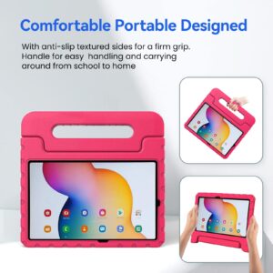 SIMPLEWAY Kids Case for Samsung Galaxy Tab S6 Lite 10.4 inch 2024/2020/2022 Release, Model SM-P625/SM-P620, SM-P610/P615, SM-P613/SM-P619, with S Pen Slot Shockproof Light Foldable Handle Rose