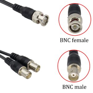 HCFeng BNC Male to Dual BNC Female Adapter Cable BNC RG-58/U Grade Coaxial Y Splitter Cable BNC Female to DIN (75Ohm) RG59 Video Adapter Cable for Security Camera CCTV Systems[2pack/1.3ft]