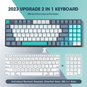 Wireless Mechanical Keyboard,Triple-Mode 2.4G/USB-C/Bluetooth Gaming Keyboard with RGB Backlit,Efficient Numeric Pad,Red Switches,94 Keys Metal Base PBT Compact Quiet Wired Keyboard for PC Mac iPad