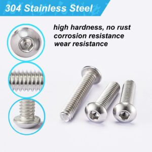 160PCS #8-32 UNC Stainless Steel Button Head Socket Cap Screws Bolts, Nuts Assortment Kit, Includes 8 Most Common Sizes (#8-32×3/4", 7/8", 1", 5/8", 1/2", 3/8", 5/16", 1/4")