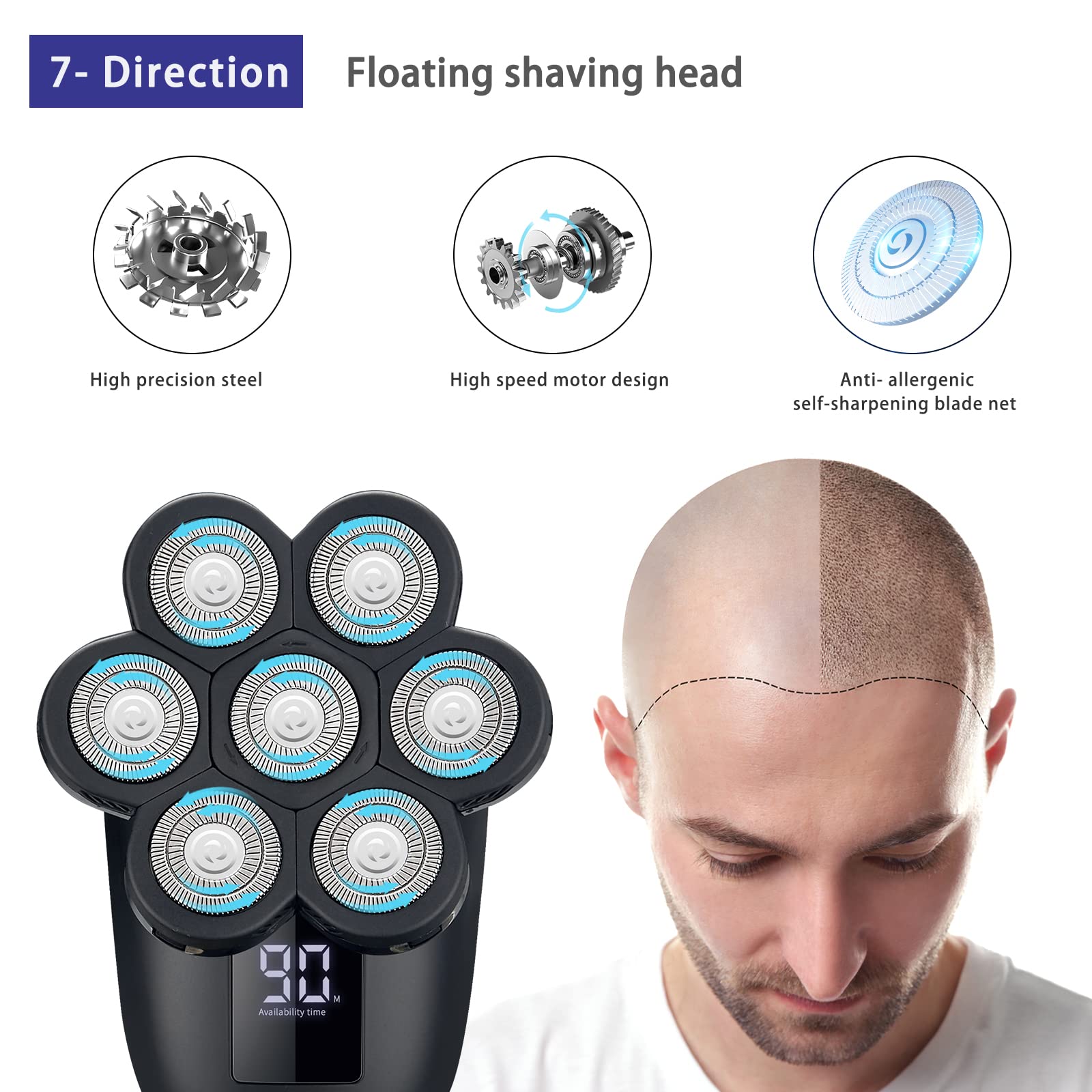 UPTARD Head Shavers for Bald Men+UPTARD 7D Blade Replacement Heads