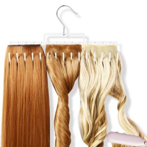 Hair Extension Holder, Hair Hanger Holds Extra Wide Weft, Full Length Weft, Braiding Hair, Hair Rack Holds Multi-Layer Hair for Styling, Washing, Drying, Extension Holder for Barber Shop/Home, White