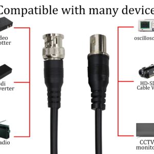 HCFeng BNC Male to Dual BNC Female Adapter Cable BNC RG-58/U Grade Coaxial Y Splitter Cable BNC Female to DIN (75Ohm) RG59 Video Adapter Cable for Security Camera CCTV Systems[2pack/1.3ft]