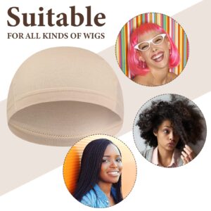 4 Pcs Bamboo Fiber Wig Cap Bamboo Wig Liner Cap for Women Hairloss Elastic Breathable Bald Cap Under Wigs (Beige)