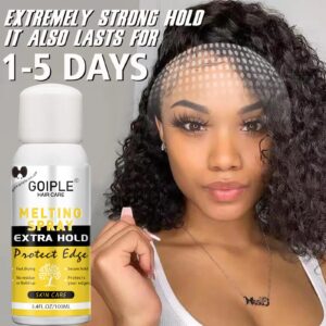 Goiple Lace Melting Spray for Wigs, Closures & Extensions - Styling Agent with Strong Natural Finish, Fast Drying, Water & Oil Resistant, Includes Hair Adhesive, Edge Control Wax & Hair Wax Stick