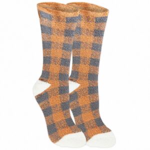 world's softest cozy collection crew socks - smooth multi colors cozy socks - knit top holiday spirit fashion socks (fall gingham)