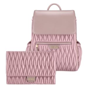 baybou diaper bag backpack large capacity, waterproof, and multifunctional baby essentials travel bag with changing pad and stroller straps, blush pink