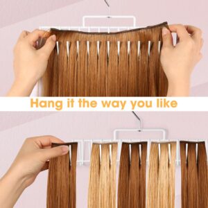 Hair Extension Holder, Hair Hanger Holds Extra Wide Weft, Full Length Weft, Braiding Hair, Hair Rack Holds Multi-Layer Hair for Styling, Washing, Drying, Extension Holder for Barber Shop/Home, White