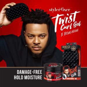 RED by Kiss X Bow Wow Styler Fixer Twist Curl Gel, Soft Hold for Afro Hair, Moisturizing with Coconut Scent, Ideal for 360 Waves & Twists, Nourished and Naturally Shiny