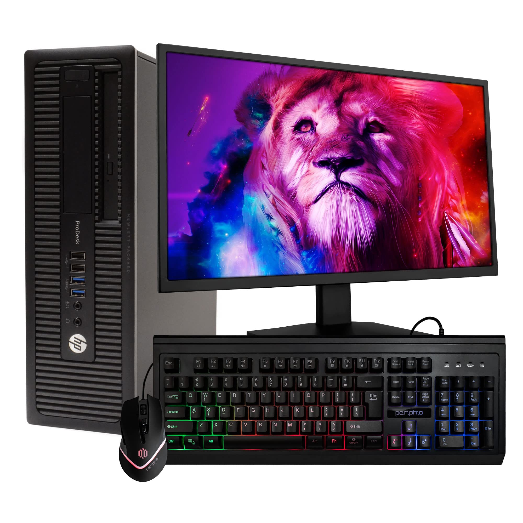 HP ProDesk 600G1 Small Desktop Computer (SFF) | Quad Core Intel i5 (3.20GHz) | 8GB DDR3 RAM | 500GB HDD Hard Disk Drive | Windows 10 Pro | 24in Monitor | RGB Mouse + Keyboard (Renewed)