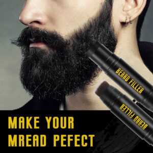 NewBang Beard Filler, 2-in-1 Filling Stick and Brush for Men, Waterproof Long-Lasting Natural Finish, Enhances Facial Hair and Moustache Makeup - Black