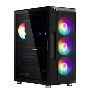 Zalman i3 NEO ATX Mid Tower Gaming PC Case - 4 x 120mm Fixed RGB Fans Preinstalled - Mesh Front Panel for High Airflow - Tempered Glass Side Panel, Black