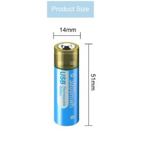 Palowextra AA Lithium Li-ion Rechargeable Batteries 3000mWh, USB Double A Battery 1.5V Constant Output Fast Charging (6 Count)