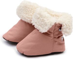 7am infant booties for winter - waterproof kids snow boots for baby boys & girls, warm vegan sherpa lining baby booties, anti-slip soles kids winter shoes, newborn winter essentials | (12-24m)