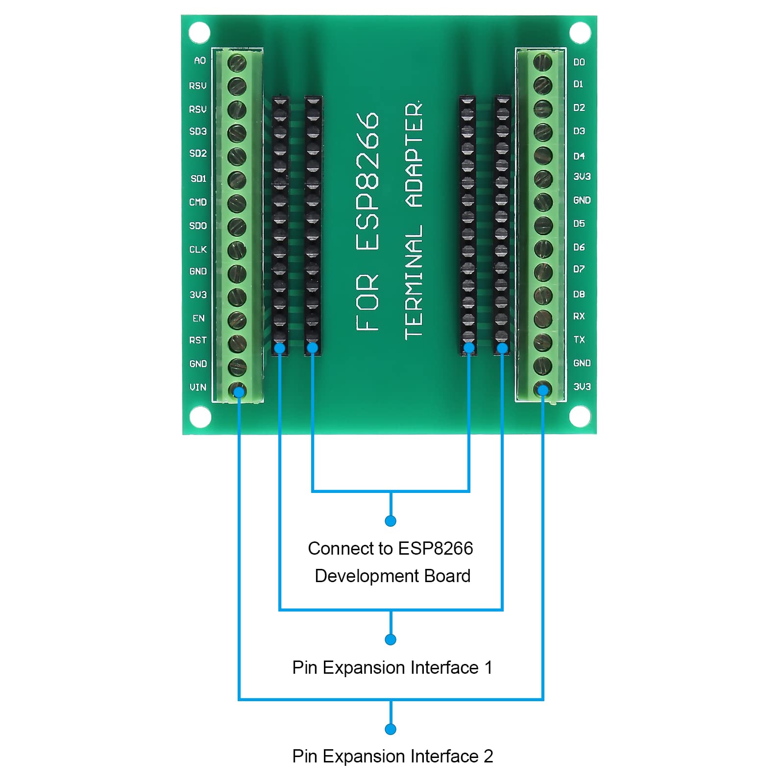 QCCAN 4PCS ESP8266 Breakout Board GPIO 1 into 2 for ESP8266 ESP-12E WiFi WLAN Development Board