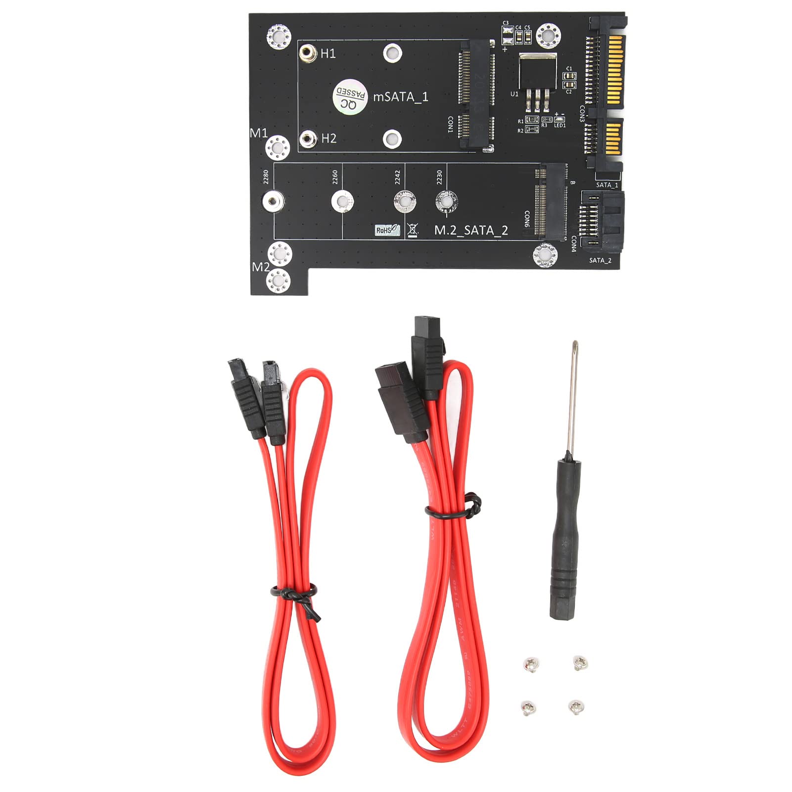 Adapter Card, M.2 and MSata SSD to SATA3, MSata SSD 6Gbps Mass Storage Interface, Read Speed 520MB/S, Plug and Play Suitable for 2230, 2242, 2260, 2280