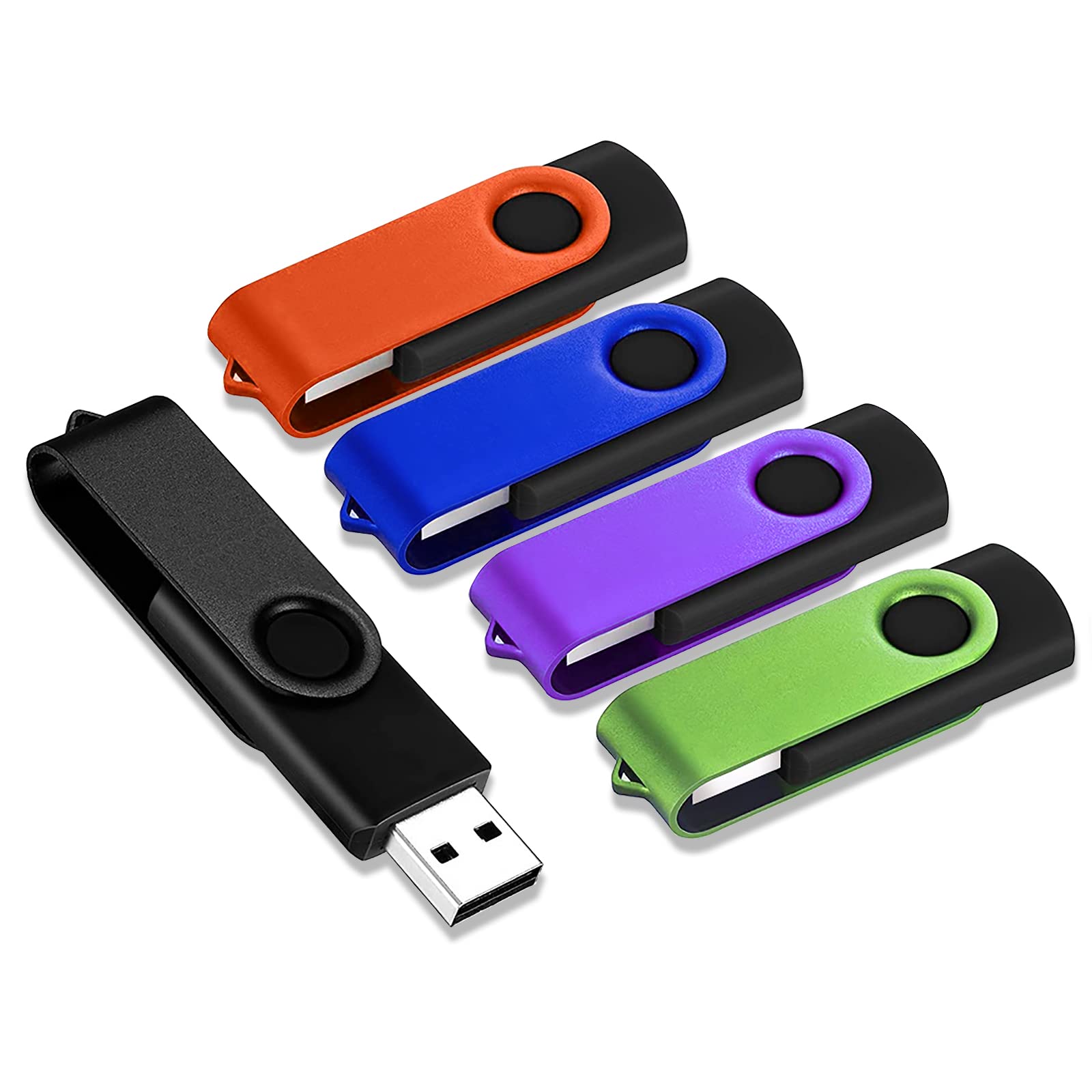 4GB USB Flash Drive 5 Pack, USB Drives 4GB JBOS Memory Stick Swivel Gig Stick Flash Drives 4GB USB2.0 Pendrive, USB Thumb Drives 5 Pack, Zip Drive, Jump Drive, 4GB USB