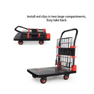 Uholan Foldable Dolly Hand Truck Cage Cart Carrying Weight 330lbs Portable Platform Cart Dolly Cart with Wheels Multi Scenario Usage