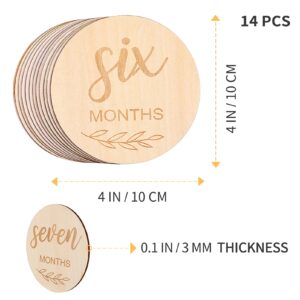 Toyvian 1 Set Baby Monthly Milestone Photo Cards, Wooden Baby Announcement Cards, Double Sided Photo Prop Milestone Discs, Pregnancy Journey Milestone Markers, Light Wood