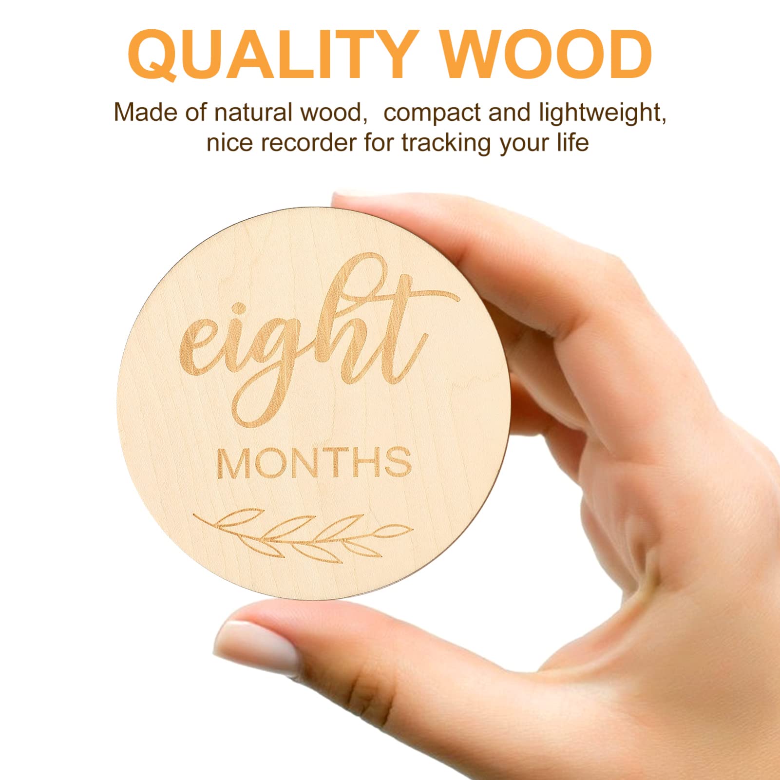 Toyvian 1 Set Baby Monthly Milestone Photo Cards, Wooden Baby Announcement Cards, Double Sided Photo Prop Milestone Discs, Pregnancy Journey Milestone Markers, Light Wood