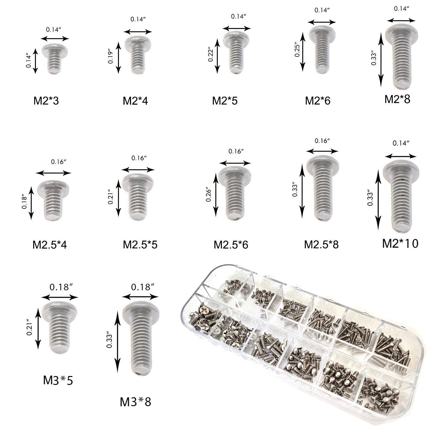 Easycargo 240pcs 12 sizes Laptop Screws Kit, Notebook Computer Replacement Screws Assortment Kit,M2 M2.5 M3, for Lenovo Toshiba Gateway Samsung HP IBM Dell Sony Acer Asus SSD Hard Disk SATA SSD M.2