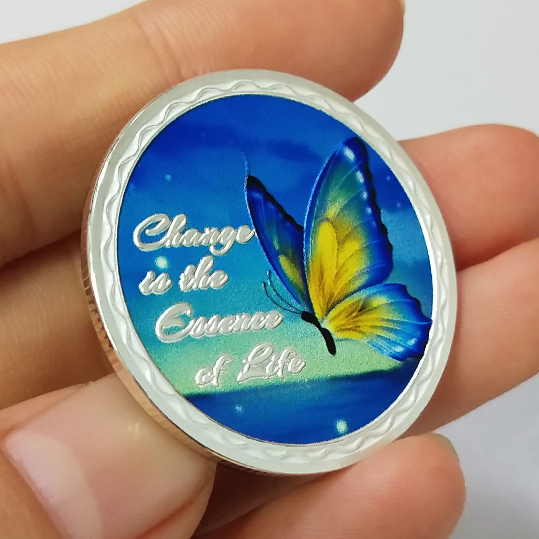 Butterfly Sobriety Chip - Change is The Essence of Life - AA Medallion Coin Recovery Anniversary Token Gift